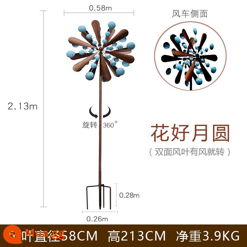 Bắc Âu gió rèn cối xay gió bằng sắt rèn ngoài trời trang trí sân vườn sân xoay biệt thự mẫu giáo lưới sáng tạo đồ trang trí cảnh quan màu đỏ - Cối xay gió hai mặt (Huahaoyueyue) cao 2,13 mét