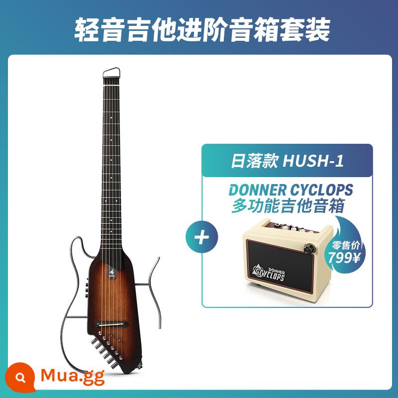 DONNER Tangnon đèn dân gian đàn guitar du lịch di động có thể tháo rời không đầu đàn guitar acoustic mới bắt đầu tắt tiếng tác dụng - [Bộ Loa Cao Cấp] Mahogany Model-Sunset Color