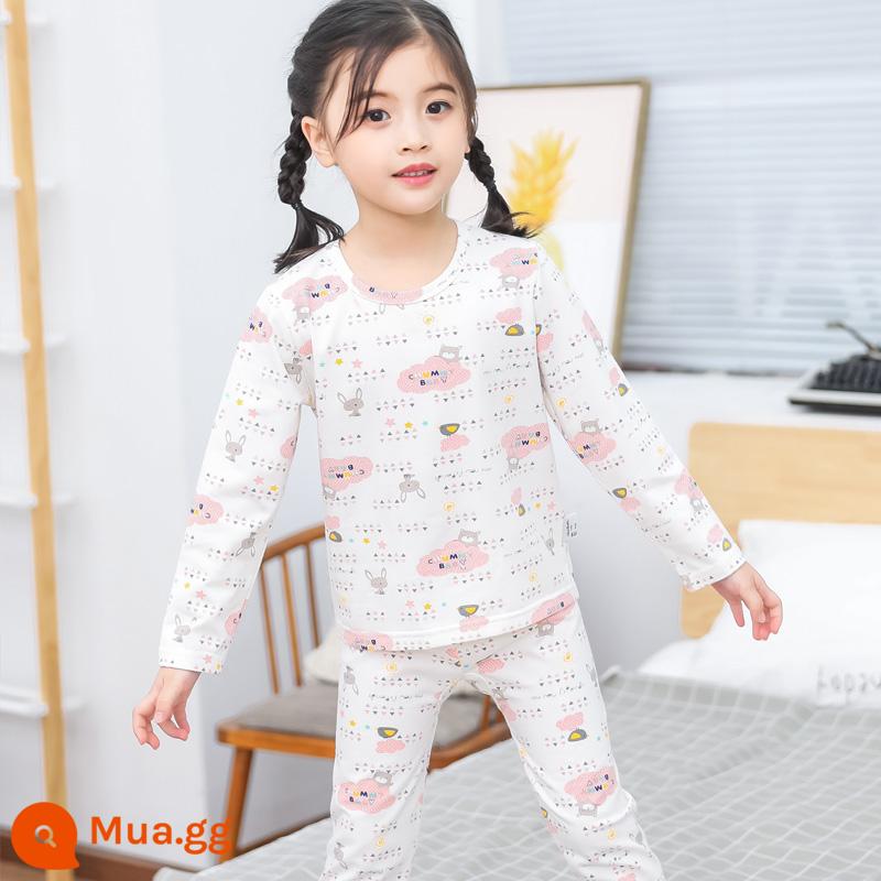 Bộ đồ lót trẻ em cotton nguyên chất bé trai quần áo mùa thu quần vệ sinh cotton bé áo len cotton đồ ngủ quần áo mặc ở nhà mùa xuân thu phần mỏng - Gấu Hongyun [Bông nguyên chất loại A]