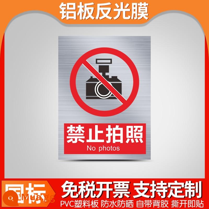 Biển cảnh báo an toàn bằng nhôm, khẩu hiệu xây dựng nhà xưởng tùy chỉnh, cẩn thận điện giật, không hút thuốc, nguy hiểm về điện, vật liệu tấm nhôm, biển cảnh báo giao thông - Không được phép chụp ảnh - Nhôm