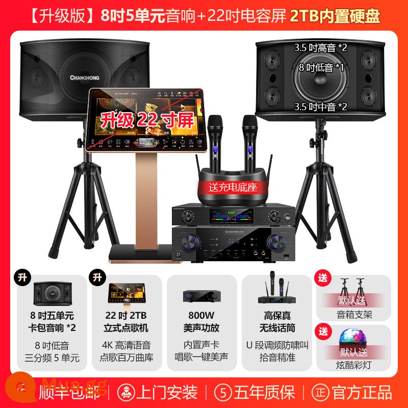 Changhong K59 Nhà KTV Bộ Âm Thanh Hoàn Chỉnh Nhà Kết Hợp Rạp Hát Karaoke Máy Hát Karaoke Tất Cả Trong Một Máy Hát - 7) Máy karaoke màn hình cảm ứng kép 8 inch + 22 inch 2T + micro sạc phiên bản nâng cấp