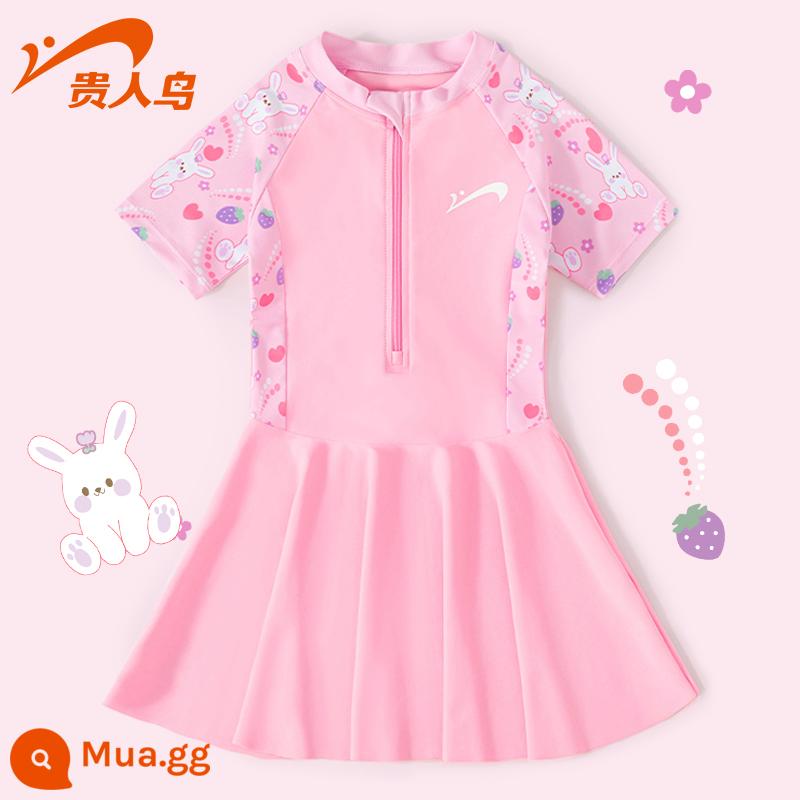 Áo tắm trẻ em Noble Bird 2023 New Girls Summer Big Boy Girl Baby Bơi một mảnh Kem chống nắng Suối nước nóng - Hồng đào nhạt—kiểu thỏ dễ thương [quần an toàn độc lập]