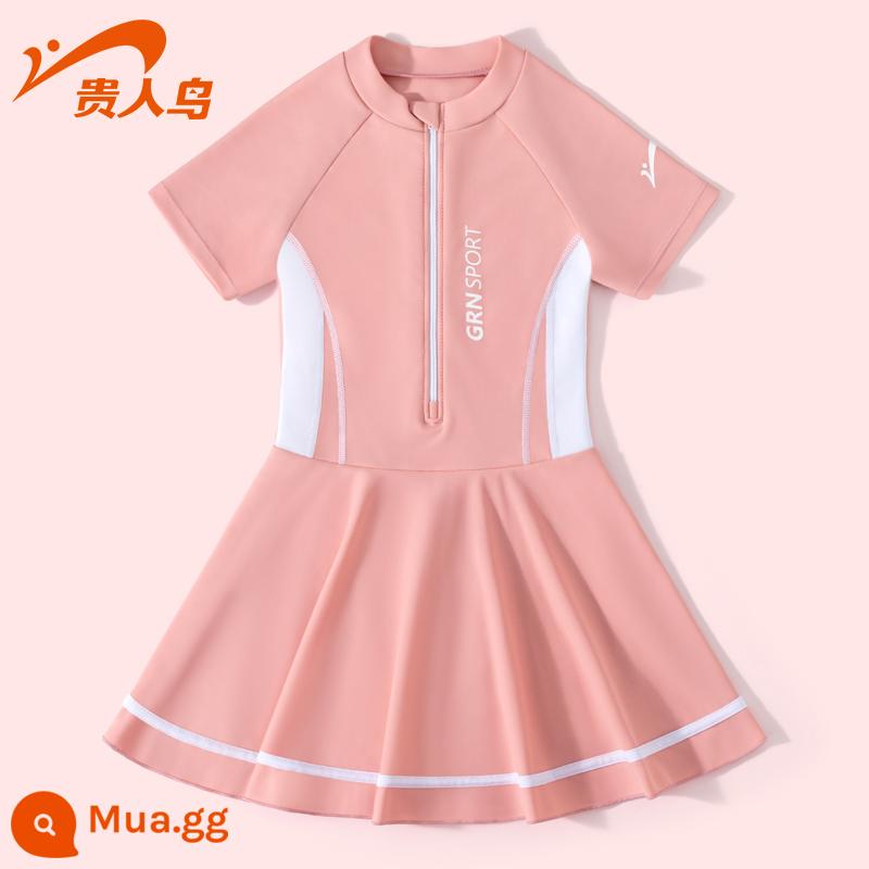 Áo tắm trẻ em Noble Bird 2023 New Girls Summer Big Boy Girl Baby Bơi một mảnh Kem chống nắng Suối nước nóng - Bột đậu [kiểu quần culottes]