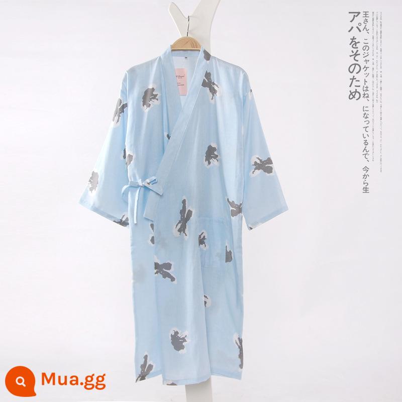 Nhật Bản tươi Kimono Pyjamas Nữ Mùa xuân và Autumn Air -Chiped Seven -Point Sleeve Cotton Garenze Beauty Home Sweat - Váy ngủ hoa bướm xanh