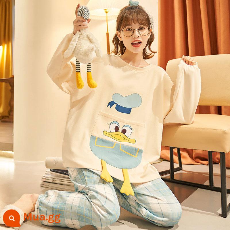 Pure cotton pyjama nữ mùa thu và mùa đông dài -sleeved fat sister lớn Size Hai phiên bản Hàn Quốc của bộ phim hoạt hình dễ thương nhà bình thường - CQ-21380