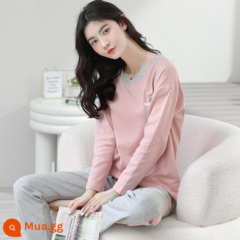 Pyjamas Bà 2022 Mới mùa thu mới Cotton Long Long Sleeves dễ thương Red Red Home Dịch vụ nhà mới có thể được mặc vào mùa đông - YUE5261