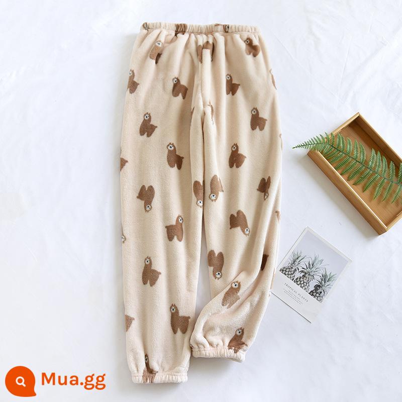 Pyjama của phụ nữ cộng với nhung dày san hô nhung quần phẳng có thể mặc quần dài mùa đông - Quần có cổ HLL Alpaca-Flannel