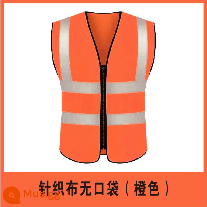 Áo vest an toàn phản quang Áo phản quang công trường xây dựng xe giao thông xây dựng túi em bé áo khoác vệ sinh áo liền quần tùy chỉnh - Phiên bản không có dây kéo túi (màu cam)