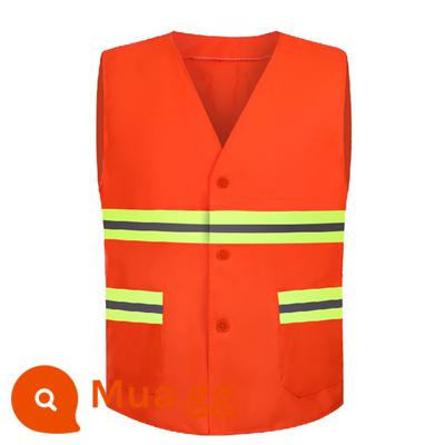 Áo vest an toàn phản quang Áo phản quang công trường xây dựng xe giao thông xây dựng túi em bé áo khoác vệ sinh áo liền quần tùy chỉnh - Quần áo bảo hộ lao động (màu cam)