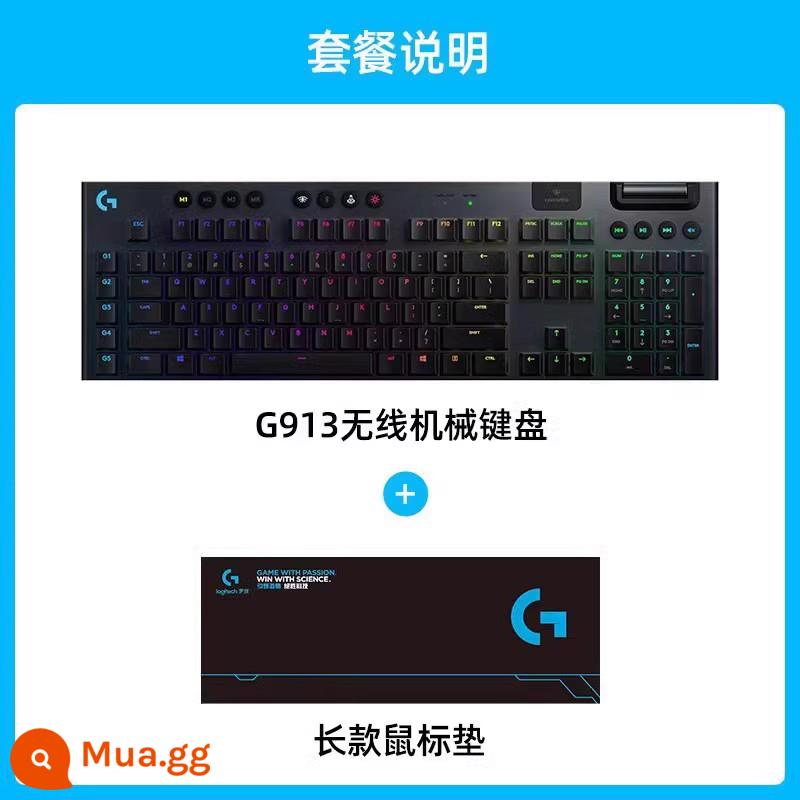 Logitech G913 Bàn phím cơ không dây điện cạnh tranh trò chơi máy tính chuyên dụng có dây trà đen xanh trục 104/87 phím - Bàn phím chơi game không dây G913