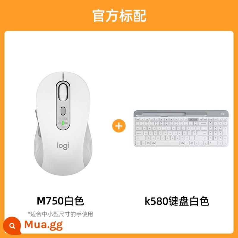 Chuột Bluetooth không dây Logitech M750M/L Máy tính văn phòng im lặng Máy tính xách tay Apple Bộ thu tia chuyển đổi - M750-trắng+k580 trắng