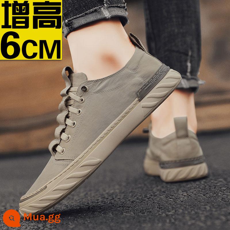 Băng Lụa Nam 2023 Mùa Hè Mới Thoáng Khí Cổ Bắc Kinh Giày Vải Nam Slip-On Thể Thao Giày Vải - Khaki (tăng chiều cao của bức tranh chính)