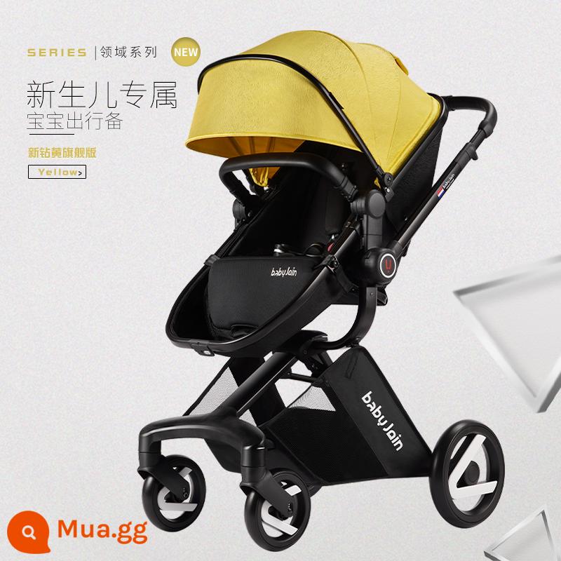 Xe đẩy em bé Babyjoin 2 chiều phong cảnh cao có thể ngồi và nằm nhẹ xe đẩy em bé xe đẩy - Phiên bản hàng đầu màu vàng kim cương mới Xe đẩy trẻ em đôi có thể đảo ngược High View (Hàng có sẵn)