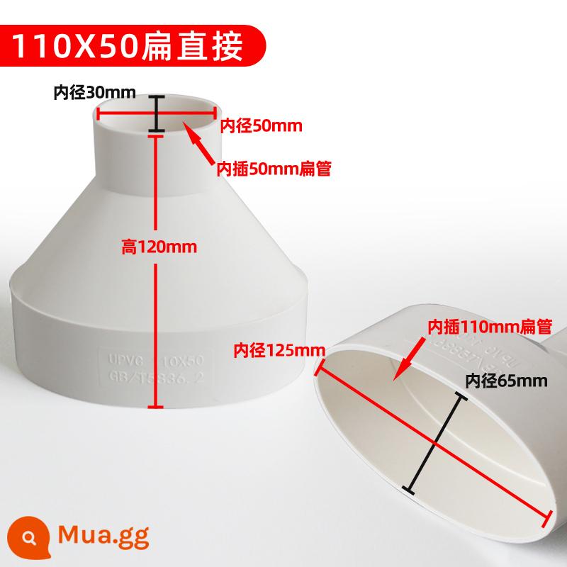 PVC ống phẳng phụ kiện bột phòng bếp ban công thoát nước hình bầu dục phụ kiện đường ống thoát sàn nhà vệ sinh shifter 75 110 50 - 110X50 phẳng trực tiếp