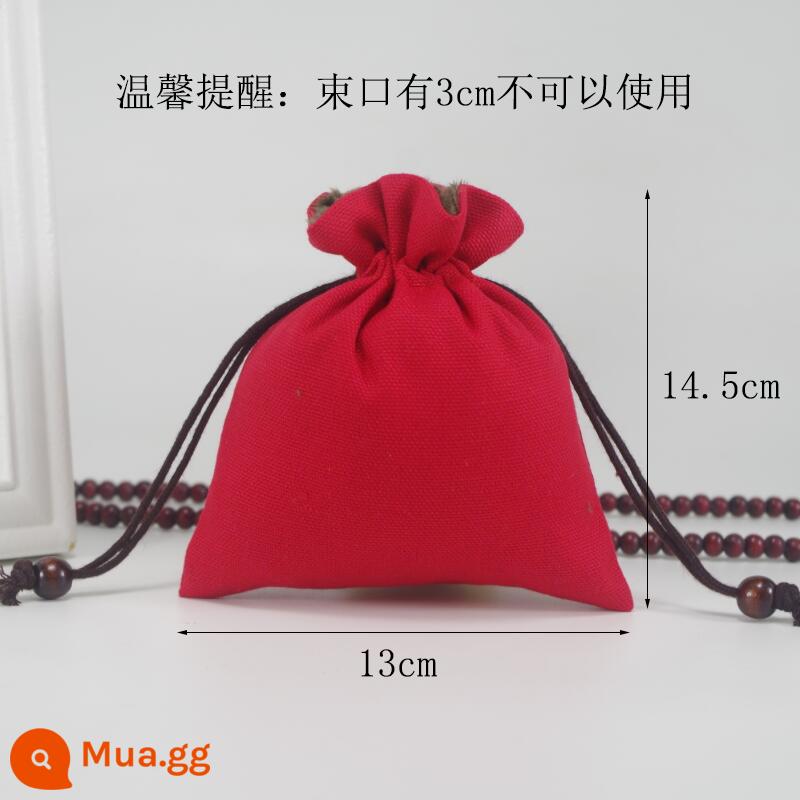 Dây rút cotton và vải lanh màu đỏ dây rút vải nhung văn bản túi chơi chuỗi tay trang sức đồ trang sức túi vải nhỏ tài liệu túi túi hạnh phúc cuộc họp thường niên túi may mắn - mì thường 13*14.5