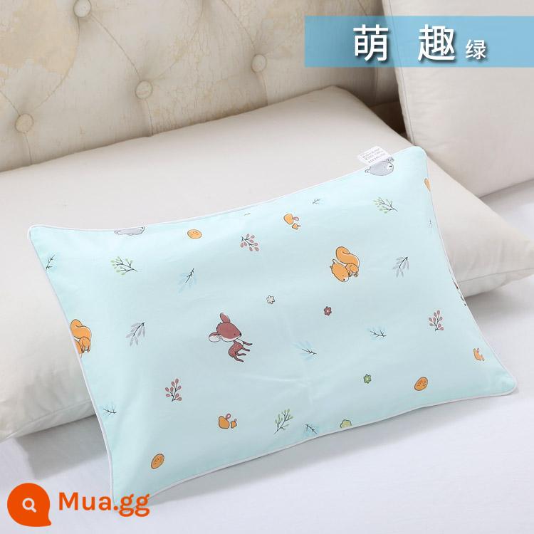 Nguyên chất cotton trẻ em Áo gối hoạt hình cotton cho bé học sinh mẫu giáo dây kéo áo gối nam nữ vỏ gối nhỏ dễ thương - màu xanh hạt dẻ dễ thương