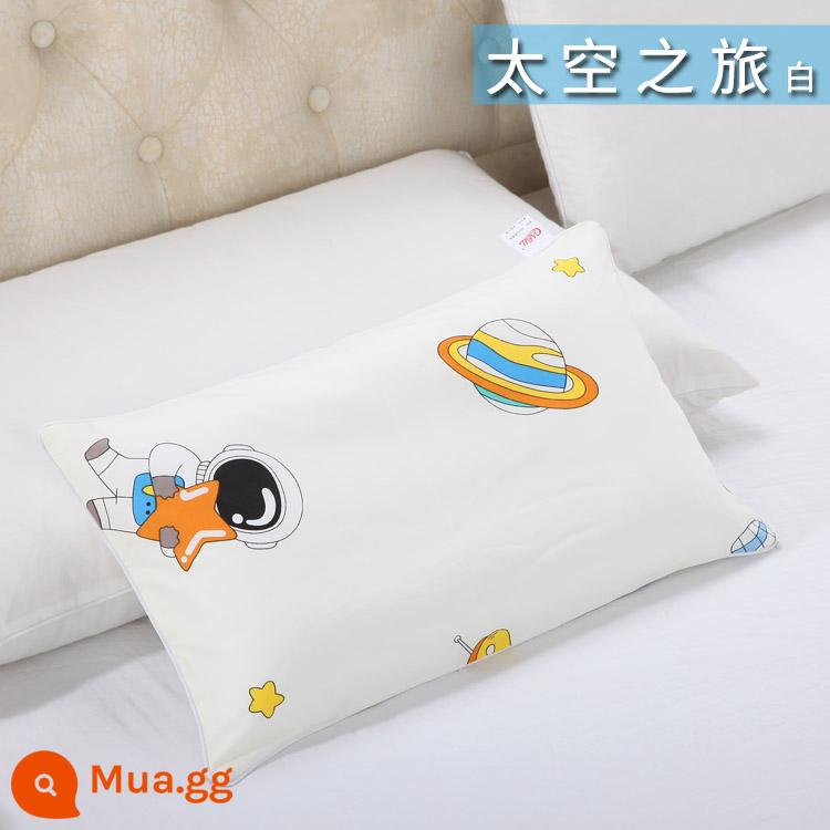 Nguyên chất cotton trẻ em Áo gối hoạt hình cotton cho bé học sinh mẫu giáo dây kéo áo gối nam nữ vỏ gối nhỏ dễ thương - du hành vũ trụ màu trắng