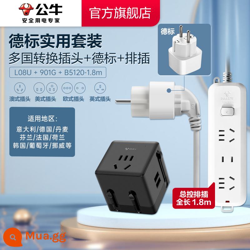 Bò Ổ Cắm USB Đa Quốc Gia Di Động Du Lịch Cắm Nguồn Điện Châu Âu Nhật Bản Anh Mỹ Ý Đức Tiêu Chuẩn L08U - Bộ thực hành tiêu chuẩn Đức