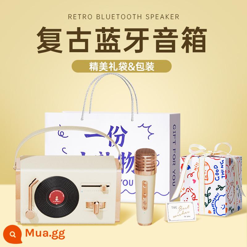 Retro Bluetooth Micro Âm Thanh Tích Hợp Micro Hát Karaoke Không Dây Nhỏ Loa Trẻ Em Nhà Quà Tặng Cho Bé Gái Sinh Nhật 6 - Bao bì quà tặng tinh tế❤Trắng ngà—nhãn hiệu duy nhất