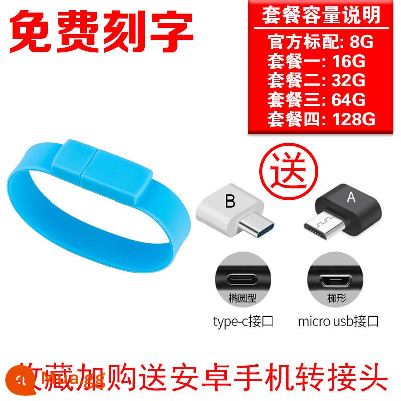 Dây Đeo Tay Ổ Đĩa U 32G Công Ty Doanh Nghiệp Trường Đội Doanh Nghiệp Quà Tặng Đèn LED Cổng USB Tùy Chỉnh Logo Sáng Tạo Tùy Chỉnh - trời xanh