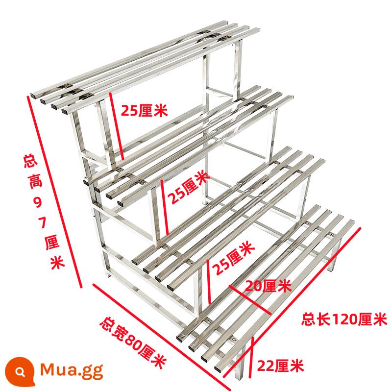 Kệ hoa ban công bằng thép không gỉ thang sắt rèn từ sàn đến trần nhiều lớp lưu trữ phòng khách mọng nước ngoài trời giá treo chậu hoa trang trí - Bốn lớp dày, dài 120cm