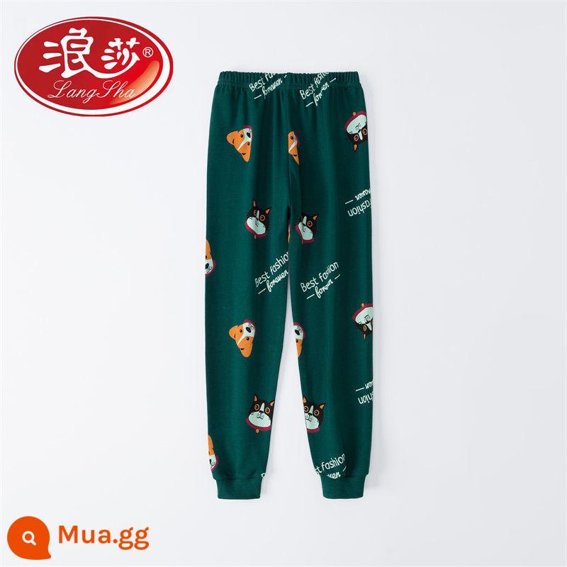 Quần vệ sinh trẻ em Langsha cotton nguyên chất quần đơn em bé trung niên trở lên quần vệ sinh bé trai và bé gái quần ấm quần mặc trong - xanh vàng