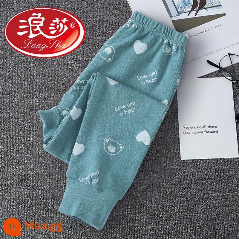 Langsha quần cotton nguyên chất vệ sinh bé trai mặc bên trong hộ gia đình trẻ em quần đơn ấm vừa và lớn quần len cotton cho trẻ em quần pyjama bé trai - ngọc lục bảo