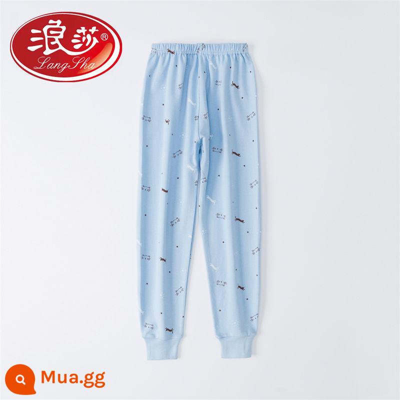 Quần vệ sinh trẻ em Langsha cotton nguyên chất quần đơn em bé trung niên trở lên quần vệ sinh bé trai và bé gái quần ấm quần mặc trong - trời xanh