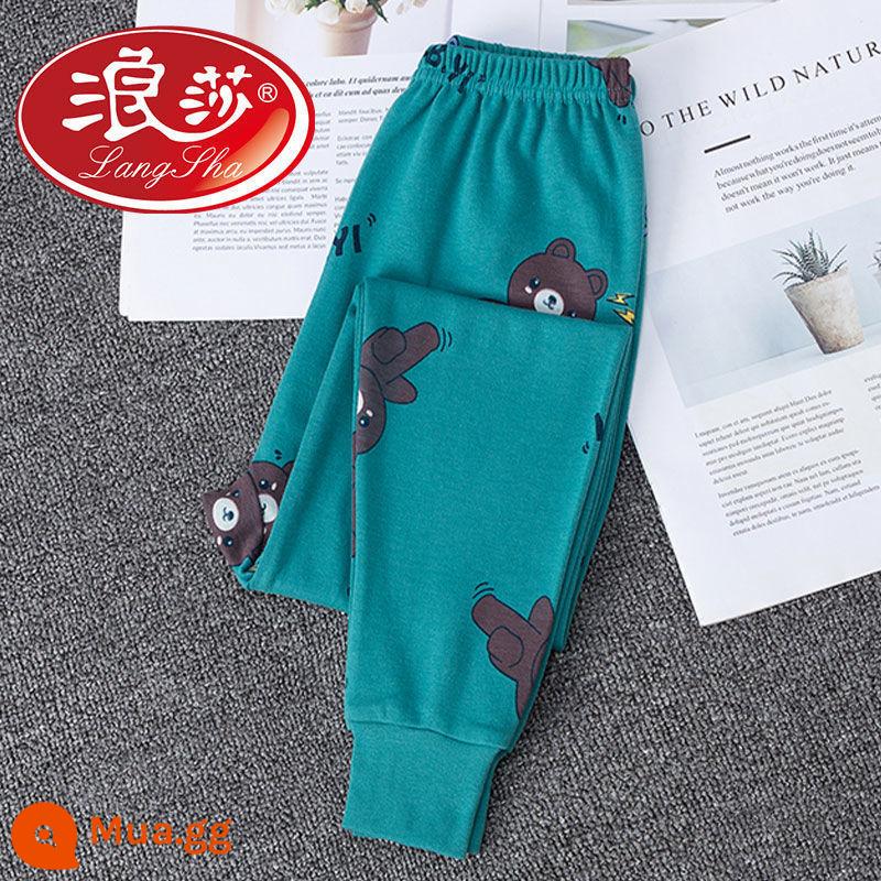 Langsha quần cotton nguyên chất vệ sinh bé trai mặc bên trong hộ gia đình trẻ em quần đơn ấm vừa và lớn quần len cotton cho trẻ em quần pyjama bé trai - màu xanh lợt