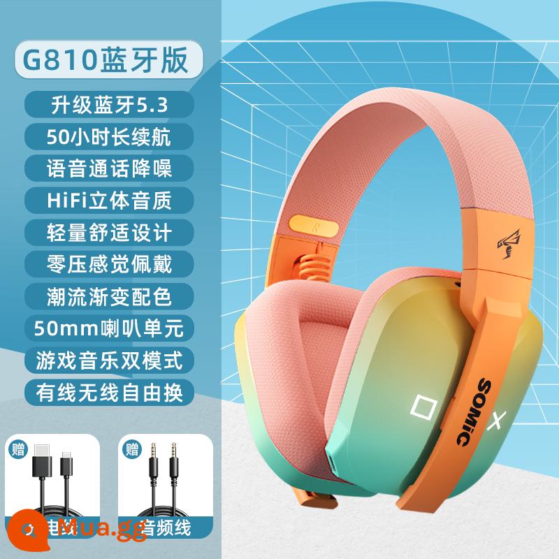 Tai nghe bluetooth không dây Somic G810 cài đầu máy tính chơi game âm nhạc thể thao tai nghe chống ồn có dây - Màu gradient (phiên bản Bluetooth)