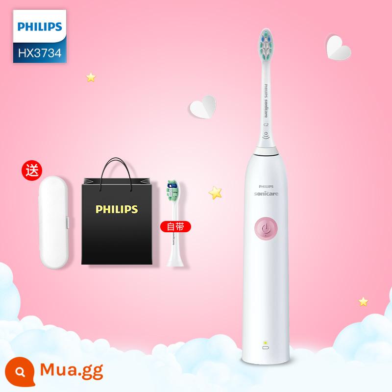 Bàn chải đánh răng điện Philips mũm mĩm cặp đôi bộ lông mềm tự động rung âm người lớn chính hãng HX3714 - Bột anh đào HX3734