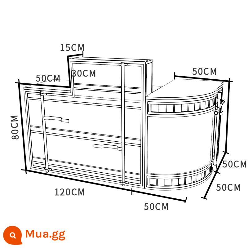 Quầy thu ngân quầy bar quán trà sữa container phong cách công nghiệp sáng tạo quán nướng quán gym quầy lễ tân phong cách retro - Mặt tiền 170 Góc 100