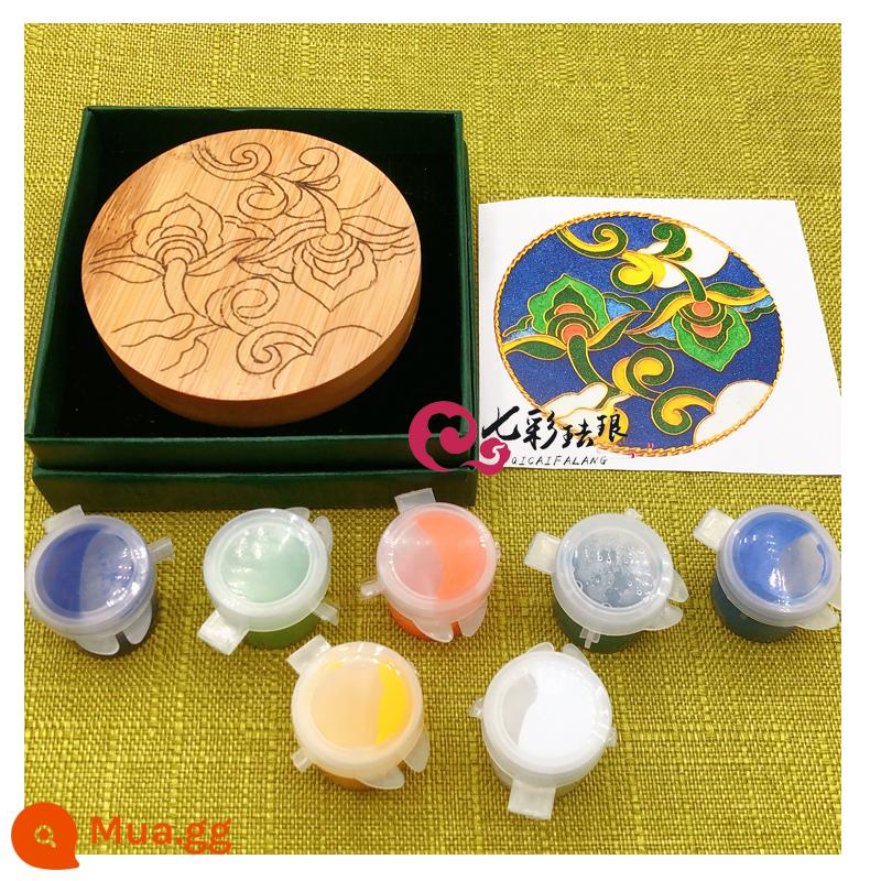 Cloisonne đồ nư tráng men tranh gương nhỏ tặng người thân yêu nước hoạt động bằng tay DIY tráng men chất liệu Bộ - 10 bản vẽ đường hoa Đôn Hoàng + men + hộp quà + hoa văn màu