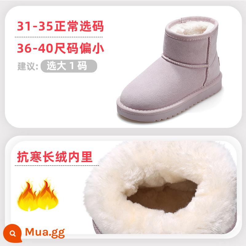 Childing Shepherd Children Snow Boot 2022 Mùa đông Giày chàng trai mới với Velvet Warm Big Cotton Boot - màu tím sương mù