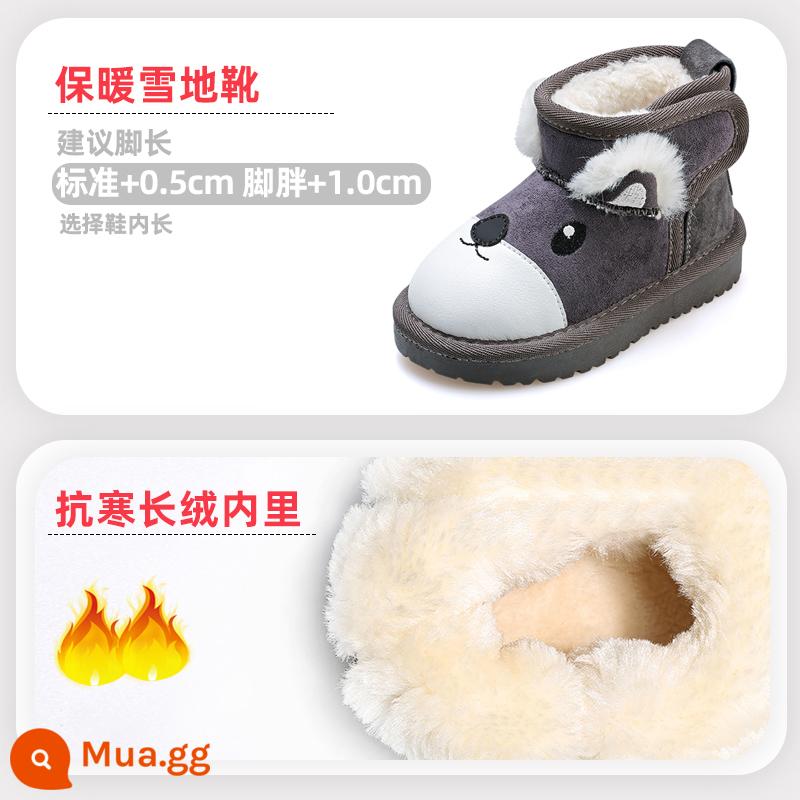 Shepherd Trẻ Em Giày Trẻ Em Cotton Giày Trẻ Em Ủng Mùa Đông Mới 2022 Bé Trai Cổ Ngắn Dày Ấm Cotton giày - Koala xám (mẫu xương cá đáy chống trượt)