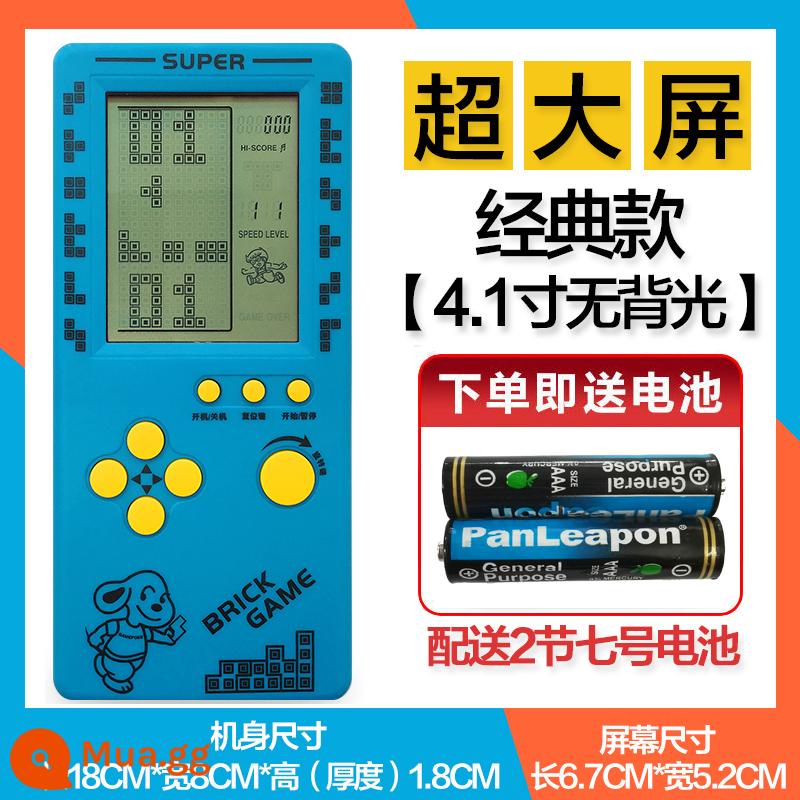 Máy chơi game cầm tay Tetris màn hình siêu lớn 4.1 inch 8090 hoài cổ cổ điển dành cho học sinh và trẻ em - Màn hình lớn 4,1 inch màu xanh có độ phân giải cao