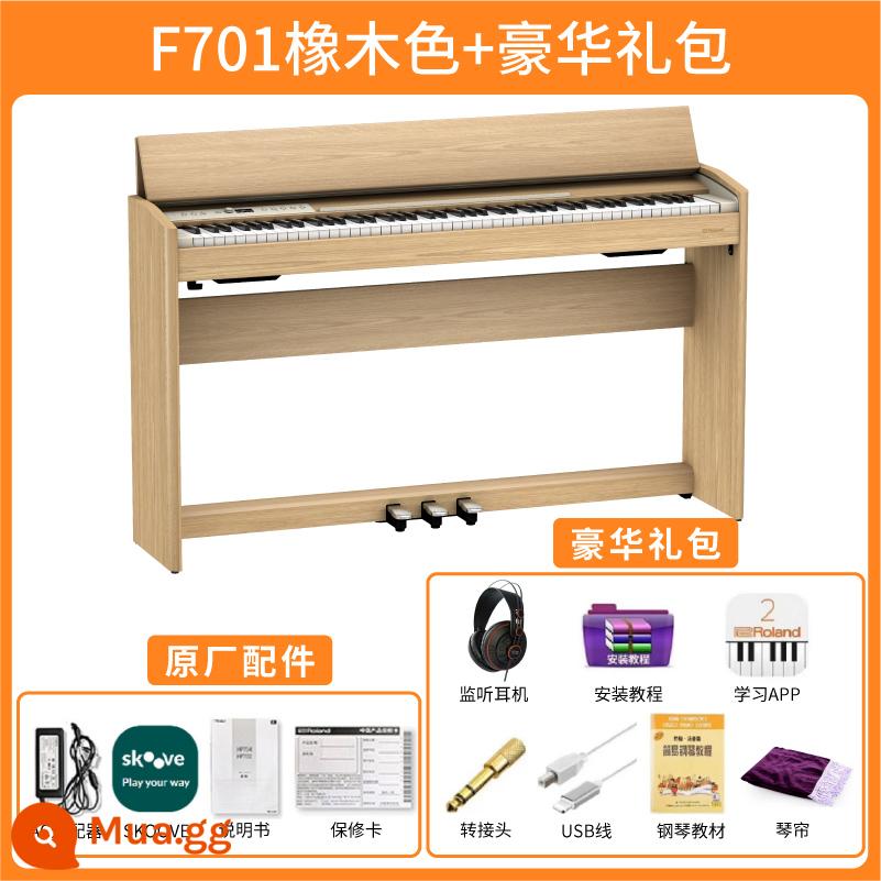 Roland Đàn Organ Điện Tử Roland F701 Thông Minh 88 Phím Búa Nặng Chuyên Nghiệp Mới Bắt Đầu Điện Thép Bluetooth Nhà Thẳng Đứng - F701 màu gỗ sồi + túi đựng quà sang trọng