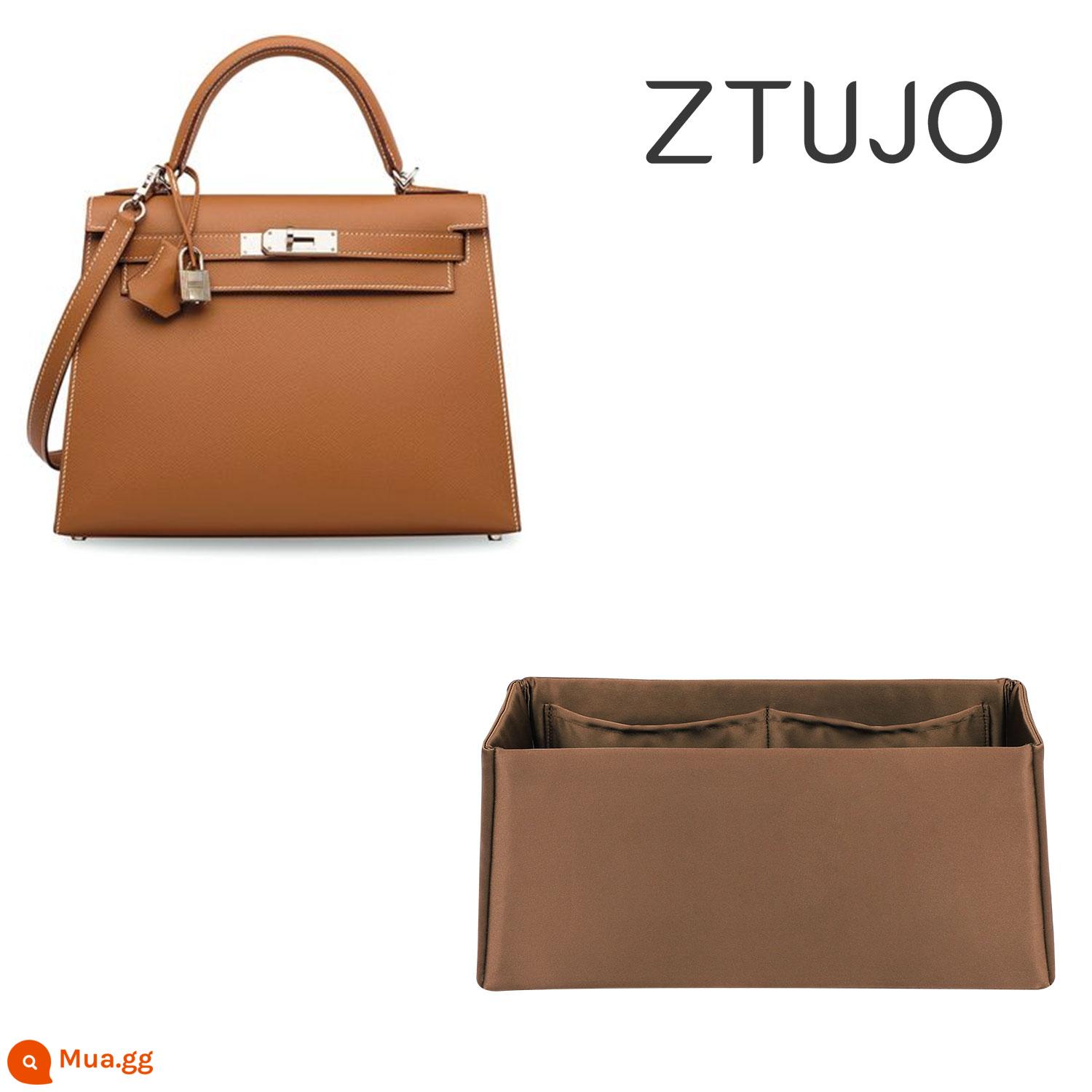 【ZTUJO】Thích hợp cho Túi lót vải satin nhập khẩu Hermes Kelly25/28/32/35 - [Satin model kelly 32] nâu vàng