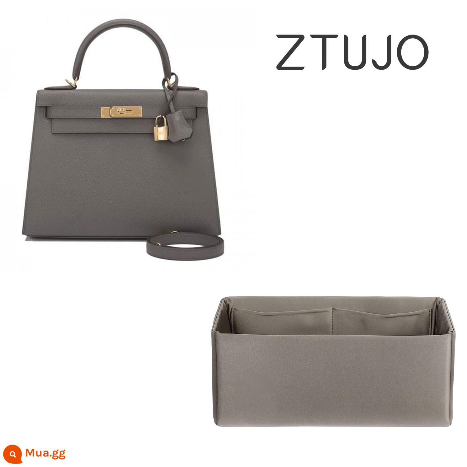 【ZTUJO】Thích hợp cho Túi lót vải satin nhập khẩu Hermes Kelly25/28/32/35 - [Satin model kelly 28] Xám thiếc