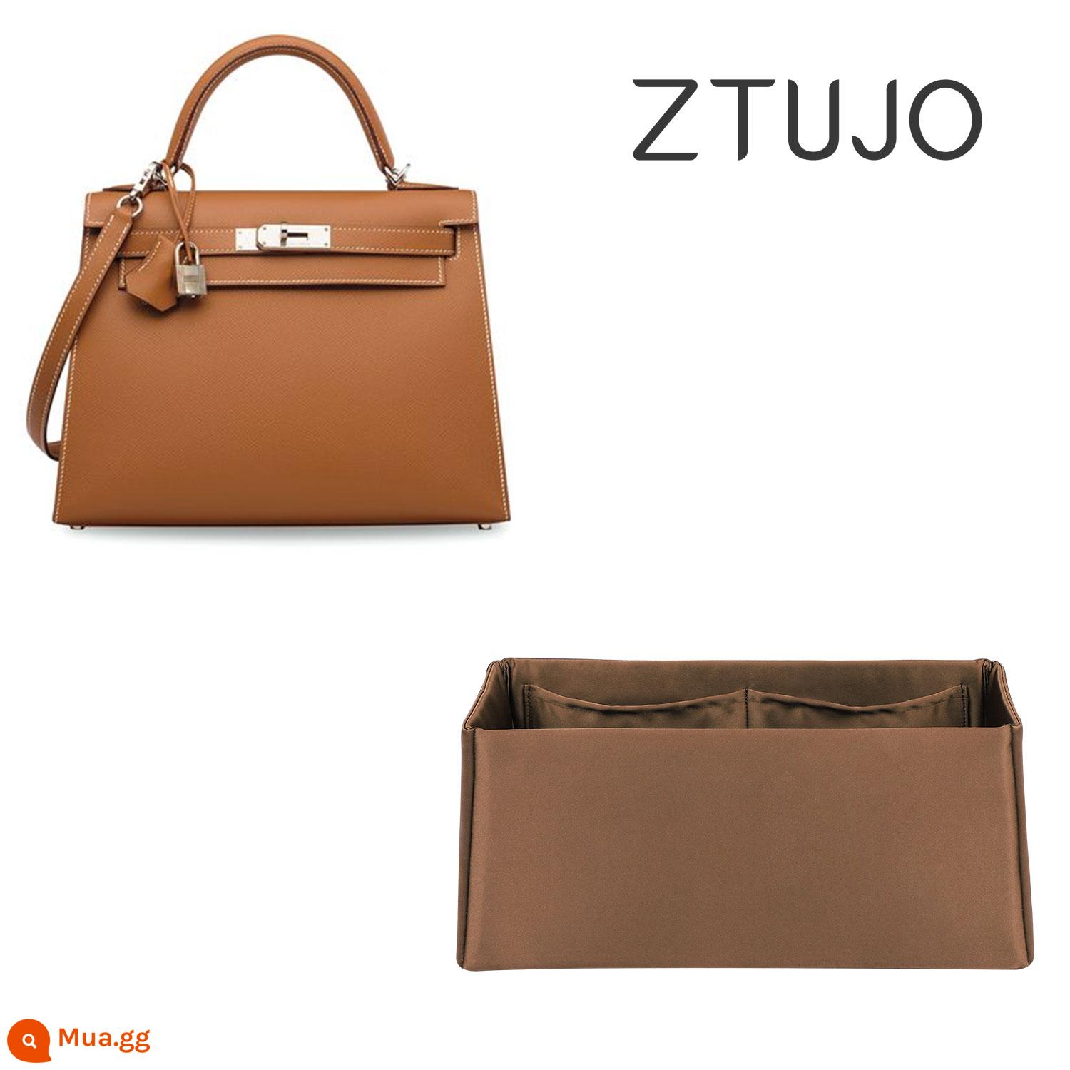 【ZTUJO】Thích hợp cho Túi lót vải satin nhập khẩu Hermes Kelly25/28/32/35 - [Satin model kelly 35] nâu vàng