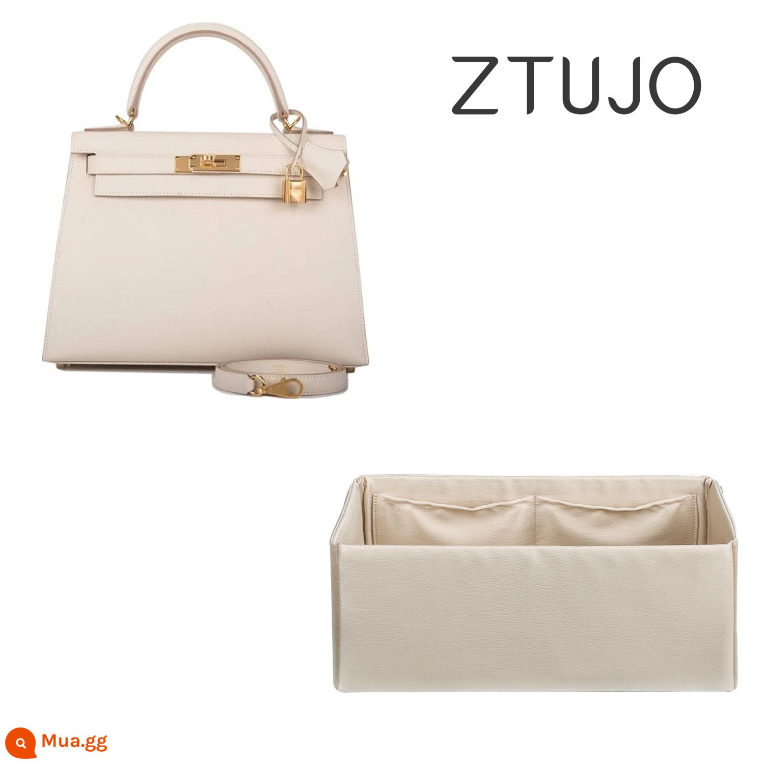 【ZTUJO】Thích hợp cho Túi lót vải satin nhập khẩu Hermes Kelly25/28/32/35 - [Satin model kelly 28] Màu trắng sữa