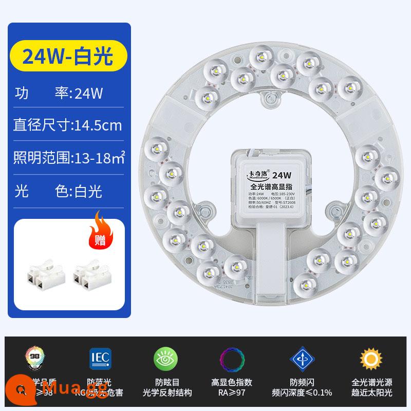 Đèn LED ốp trần bấc tròn chuyển đổi bảng đèn sửa đổi nguồn sáng vòng thay thế đèn ống dải đèn hộ gia đình đèn bảng điều khiển - ★CRI cao được nâng cấp mà không nhấp nháy★[Ánh sáng trắng 24W]Ra97