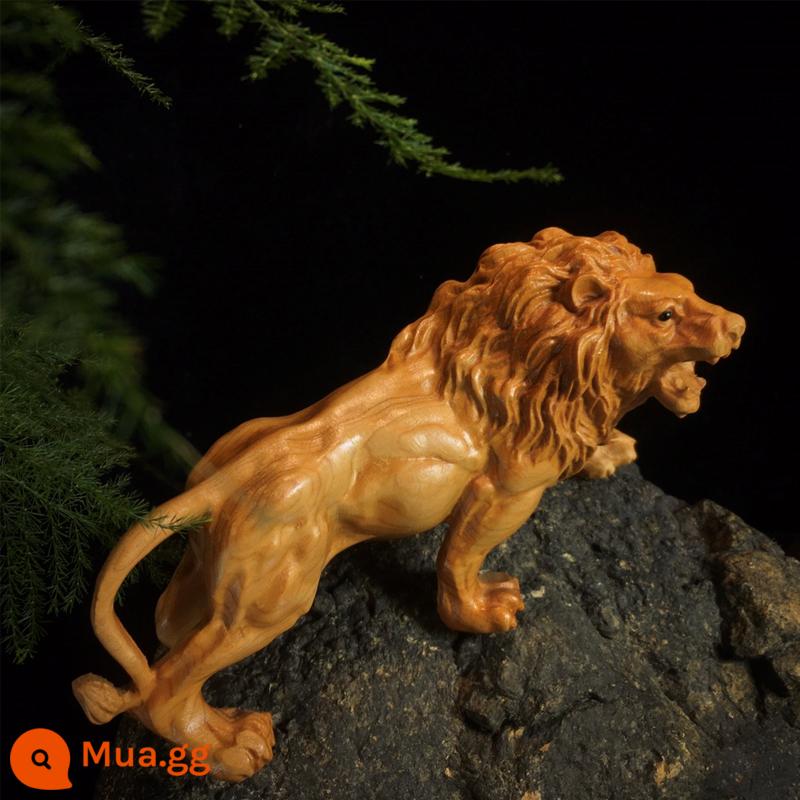 Taihang Yabai Xiaomeng Tiger Ornament Tiger Tiger Head Chạm khắc gỗ Tay cầm Miếng Mặt dây chuyền Chơi Wenwan Chạm khắc gỗ nguyên khối - Đồ trang trí sư tử 16cm