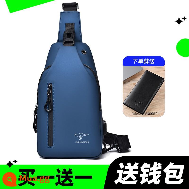 Zori Kangaroo Túi Đeo Trước Ngực Thời Trang Nam Mới Túi Messenger Xu Hướng Túi Đeo Vai Thể Thao Ngoài Trời Ba Lô Xe Máy - Màu xanh [tặng ví]