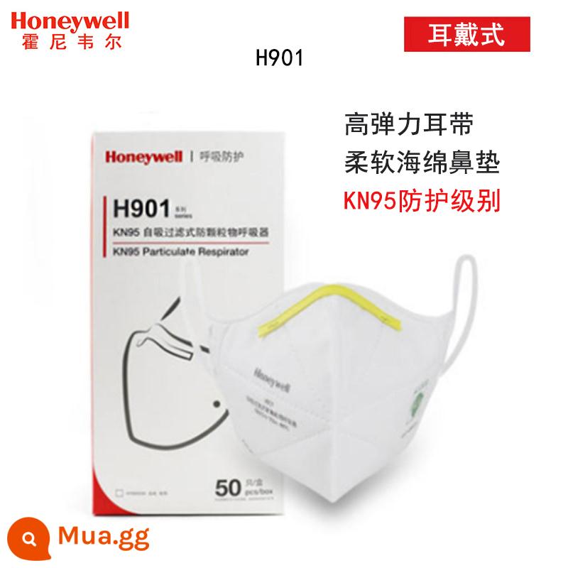 Mặt nạ chống bụi Honeywell H910 H901KN95 bảo vệ PM2.5 mài công nghiệp N95 than hoạt tính chính thức - 50 miếng (1 hộp) Hộp xốp đệm tai H901 nguyên bản