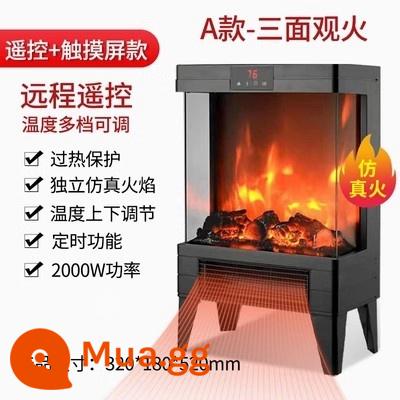 Dekason Mô Phỏng 3D Ngọn Lửa Núi Nóng Phong Cách Châu Âu Lò Sưởi Nướng Bếp Gia Đình Nhiệt Nhanh Điện Nóng - Mô hình điều khiển từ xa xem lửa ba mặt màu đen