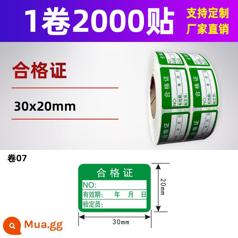 Giấy chứng nhận đủ điều kiện QC PASS kiểm tra nhãn kiểm tra chất lượng Nhãn hiệu đo lường nhãn dán tự dính không đủ tiêu chuẩn ROHS có thể được tùy chỉnh - Giấy chứng nhận gói cuộn (1 cuộn, 2000 miếng dán) B07