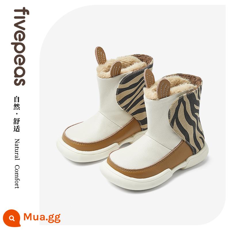 Năm hạt của những cô gái đậu Boots tuyết trong mùa đông cộng với đôi giày trẻ em dày nhung, công chúa giày nhỏ giày trẻ em giày trẻ em - Khaki cộng với lông cừu