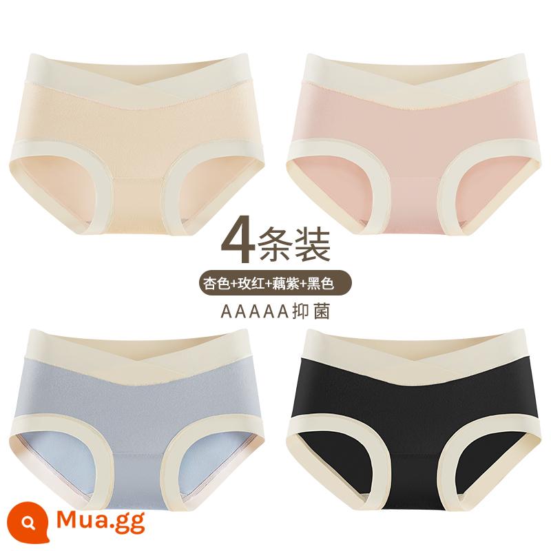 Yu Zhaolin Bộ Đồ Lót Cotton Nguyên Chất Đáy Quần Kháng Khuẩn Từ Giữa Đến Cuối Thời Kỳ Mang Thai Eo Thấp Hỗ Trợ Bụng Quần Short Tam Giác Đầu Modal - Mơ + đỏ hồng + củ sen tím + đen