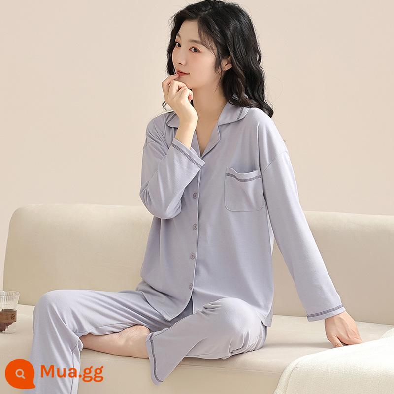 Bộ đồ ngủ nữ mẫu xuân thu 2023 mới dài tay xuân hè áo cardigan nữ cỡ lớn bộ đồ phục vụ tại nhà - [Phong cách nữ] Ruxuan Zi [Mặc được mọi mùa] [Túi đơn]